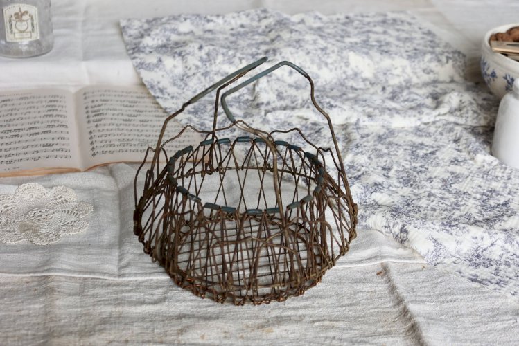 Panier pliant vintage en métal en forme de fleur