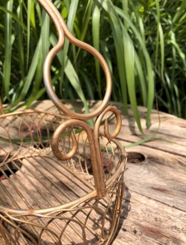 Panier porte bouteille vintage en métal doré