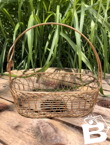 Panier porte bouteille vintage en métal doré
