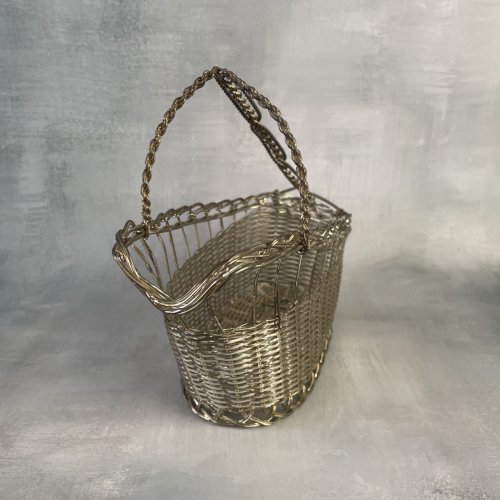 Panier présentoir porte bouteille en métal argenté LAPSCO déco de table