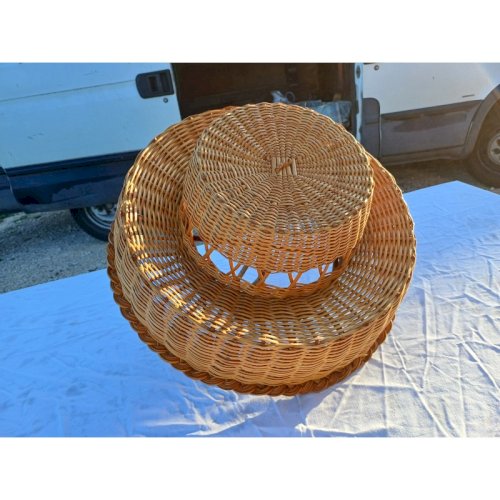 Panier Vintage Porte Bouteilles et Verres Osier