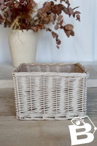 Paniers de rangement vintage en osier blanc