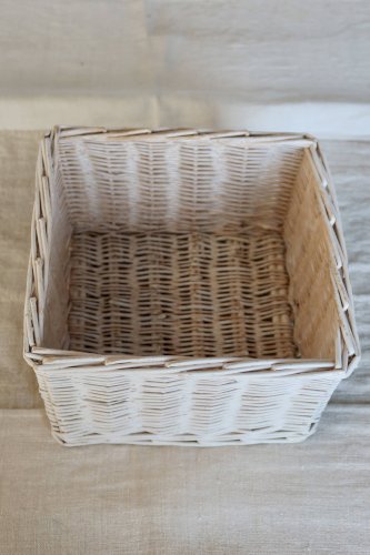 Paniers de rangement vintage en osier blanc