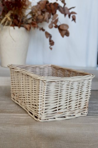 Paniers de rangement vintage en osier blanc