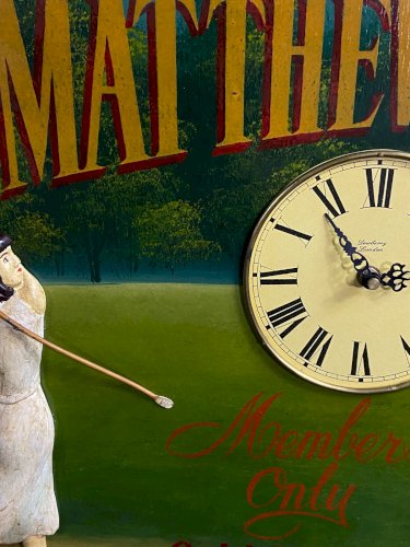 Panneau décoratif d'enseigne anglaise à la golfeuse avec horloge intégrée Golf