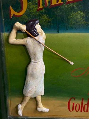 Panneau décoratif d'enseigne anglaise à la golfeuse avec horloge intégrée Golf