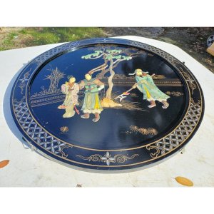 Panneau Laqué rond Japonisant