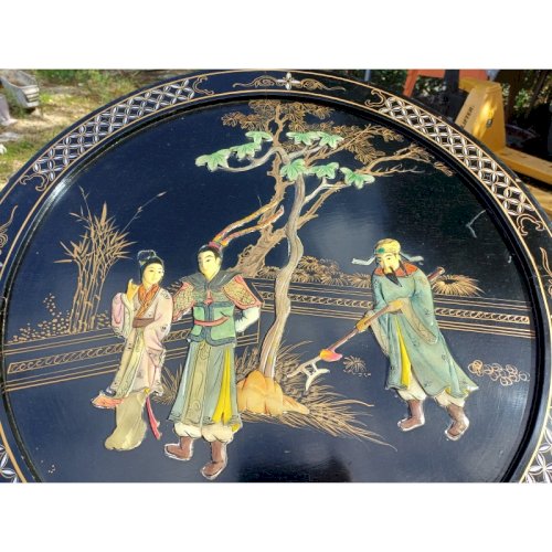 Panneau Laqué rond Japonisant