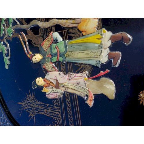 Panneau Laqué rond Japonisant