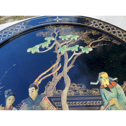 Panneau Laqué rond Japonisant