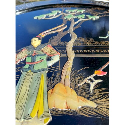 Panneau Laqué rond Japonisant