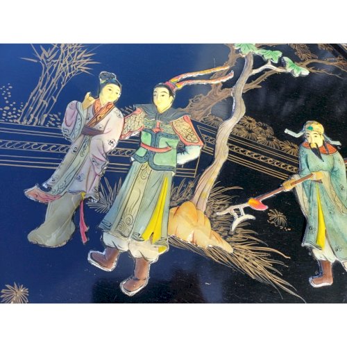 Panneau Laqué rond Japonisant