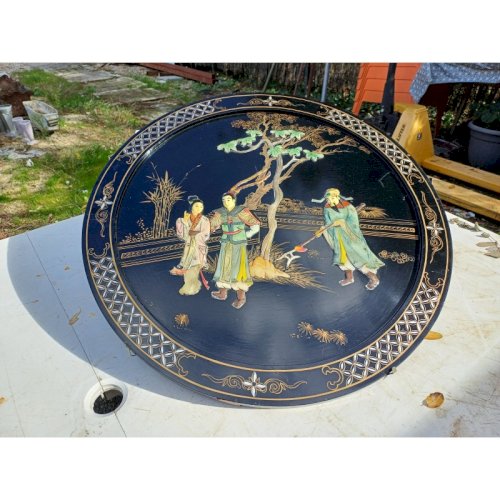 Panneau Laqué rond Japonisant