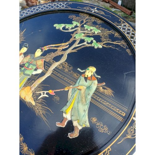 Panneau Laqué rond Japonisant