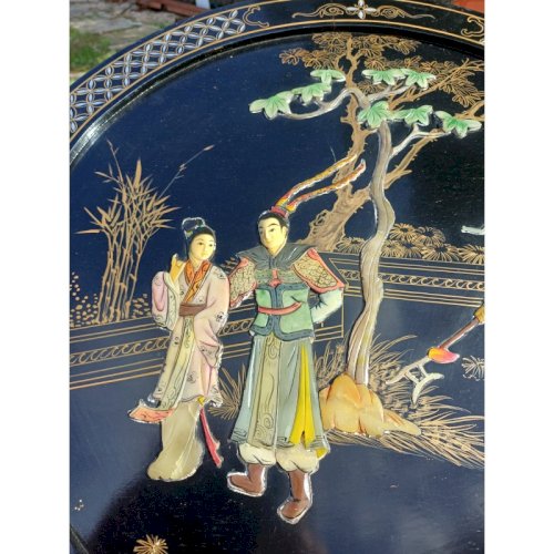 Panneau Laqué rond Japonisant