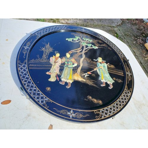 Panneau Laqué rond Japonisant