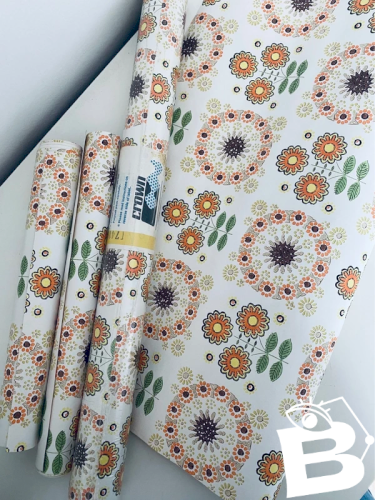 Papier peint Vintage 70s Crown Made in England - Fleurs Oranges