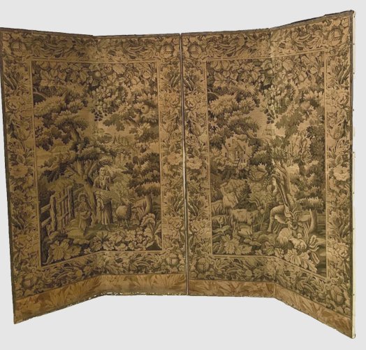 Paravent a quatre panneaux en tapisserie de style XX siècle