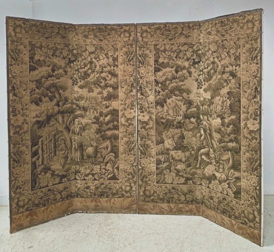 Paravent a quatre panneaux en tapisserie de style XX siècle