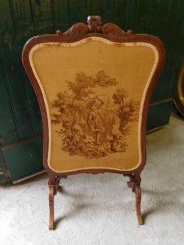 PARE FEU ANCIEN AVEC TAPISSERIE DU XIX ème SIECLE N°1