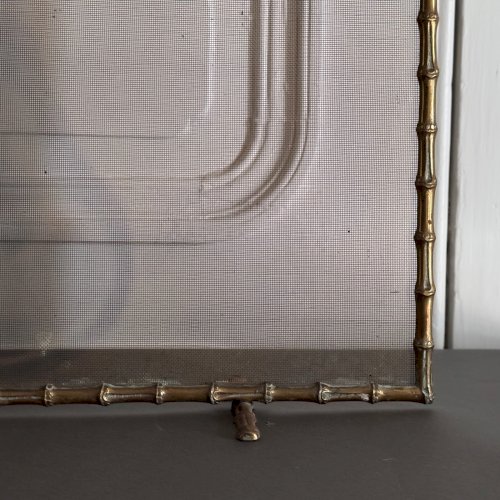 Pare-feu en bronze doré décor de bambou milieu XXe M3721
