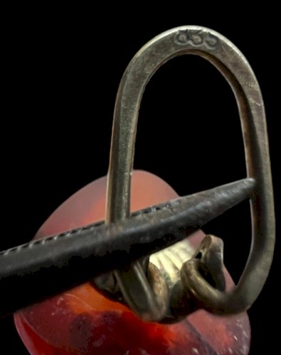 Parure ambre boucles d’oreilles et pendentif sur argent Vintage ancien