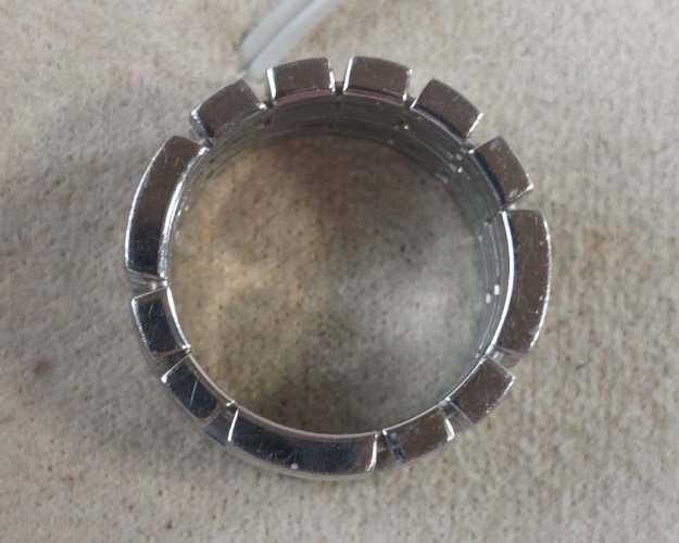 Parure, bracelet + bague, Swatch, en métal argenté ^