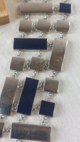 Parure, bracelet + bague, Swatch, en métal argenté ^