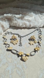 Jewelry set, necklace, earrings (Taratata) enamelled