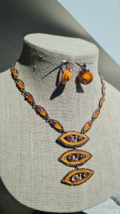 Necklace set, earrings (Taratata) enamelled
