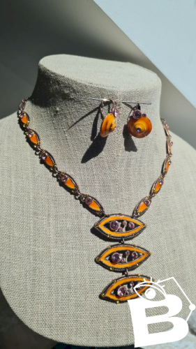 Parure Collier, boucles doreilles ( Taratata ) émaillé
