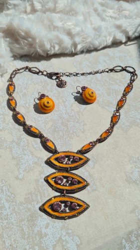 Parure Collier, boucles doreilles ( Taratata ) émaillé