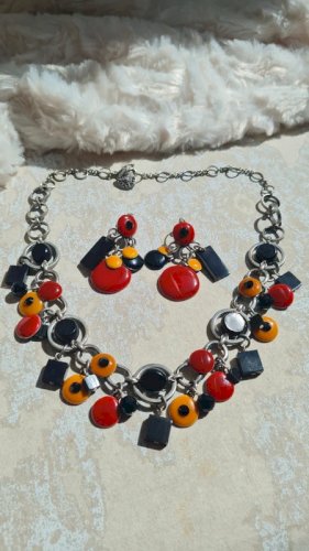 Parure Collier, boucles doreilles ( Taratata ) émaillé