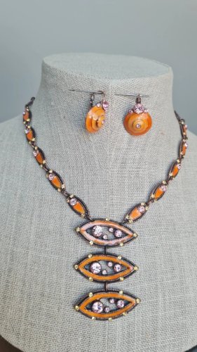 Parure Collier, boucles doreilles ( Taratata ) émaillé