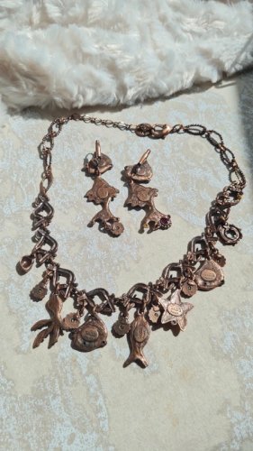 Parure Collier, boucles doreilles ( Taratata ) émaillé