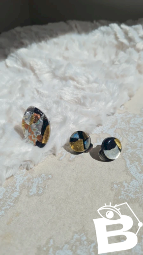 Parure de bague et boucles doreilles en verre de Murano
