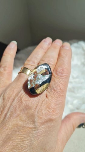 Parure de bague et boucles doreilles en verre de Murano