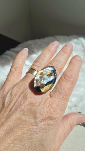 Parure de bague et boucles doreilles en verre de Murano