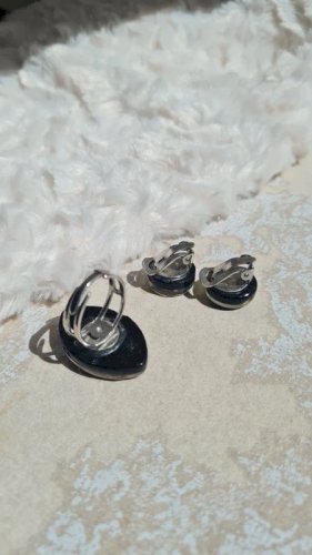 Parure de bague et boucles doreilles en verre de Murano