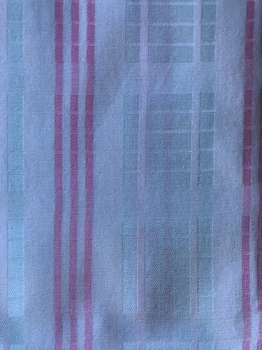 PARURE DE LIT POUR UNE PERSONNE EN COTON DAMASSÉ AU MOTIF RAYÉ ROSE & BLEU CIEL