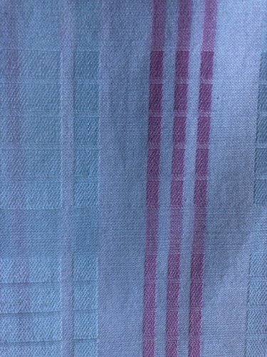 PARURE DE LIT POUR UNE PERSONNE EN COTON DAMASSÉ AU MOTIF RAYÉ ROSE & BLEU CIEL
