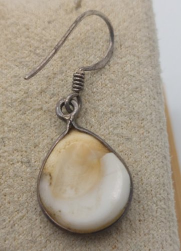 Parure de pendentif + boucles d'oreilles, coquillage, en argent massif
