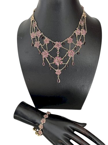 Parure Florale collier Draperie et bracelet vintage Maison Monet Couture chic