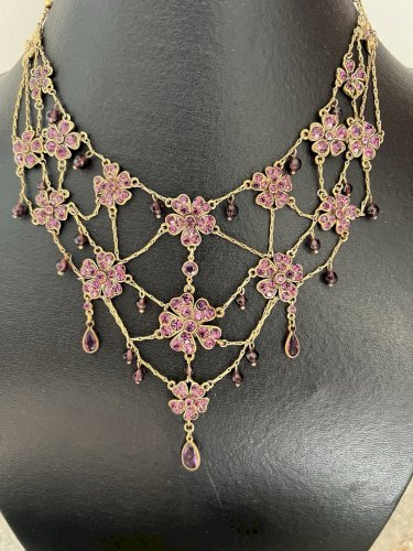 Parure Florale collier Draperie et bracelet vintage Maison Monet Couture chic