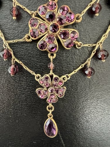 Parure Florale collier Draperie et bracelet vintage Maison Monet Couture chic