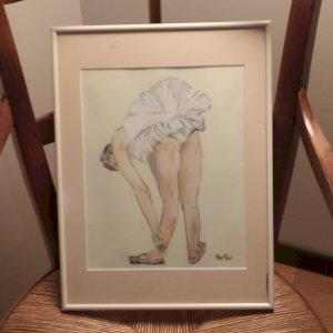 Pastel représentant une ballerine signé Fanfan