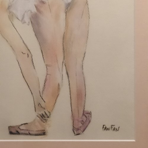 Pastel représentant une ballerine signé Fanfan