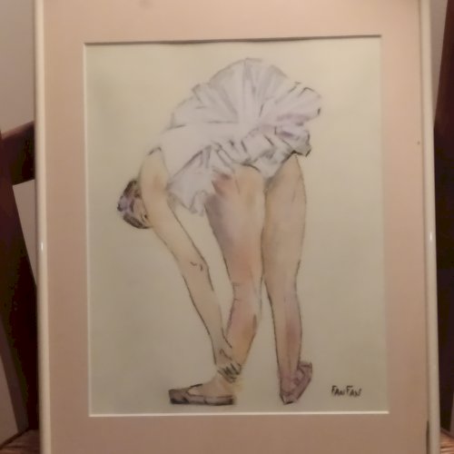 Pastel représentant une ballerine signé Fanfan