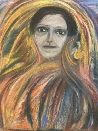 Pastel Sur Papier 1927 Jeanne Kosnick Kloss Art Brut Ancien Portrait