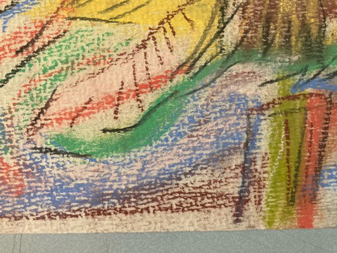 Pastel Sur Papier 1940 Jeanne Kosnick Kloss Art Brut Ancien Oiseau